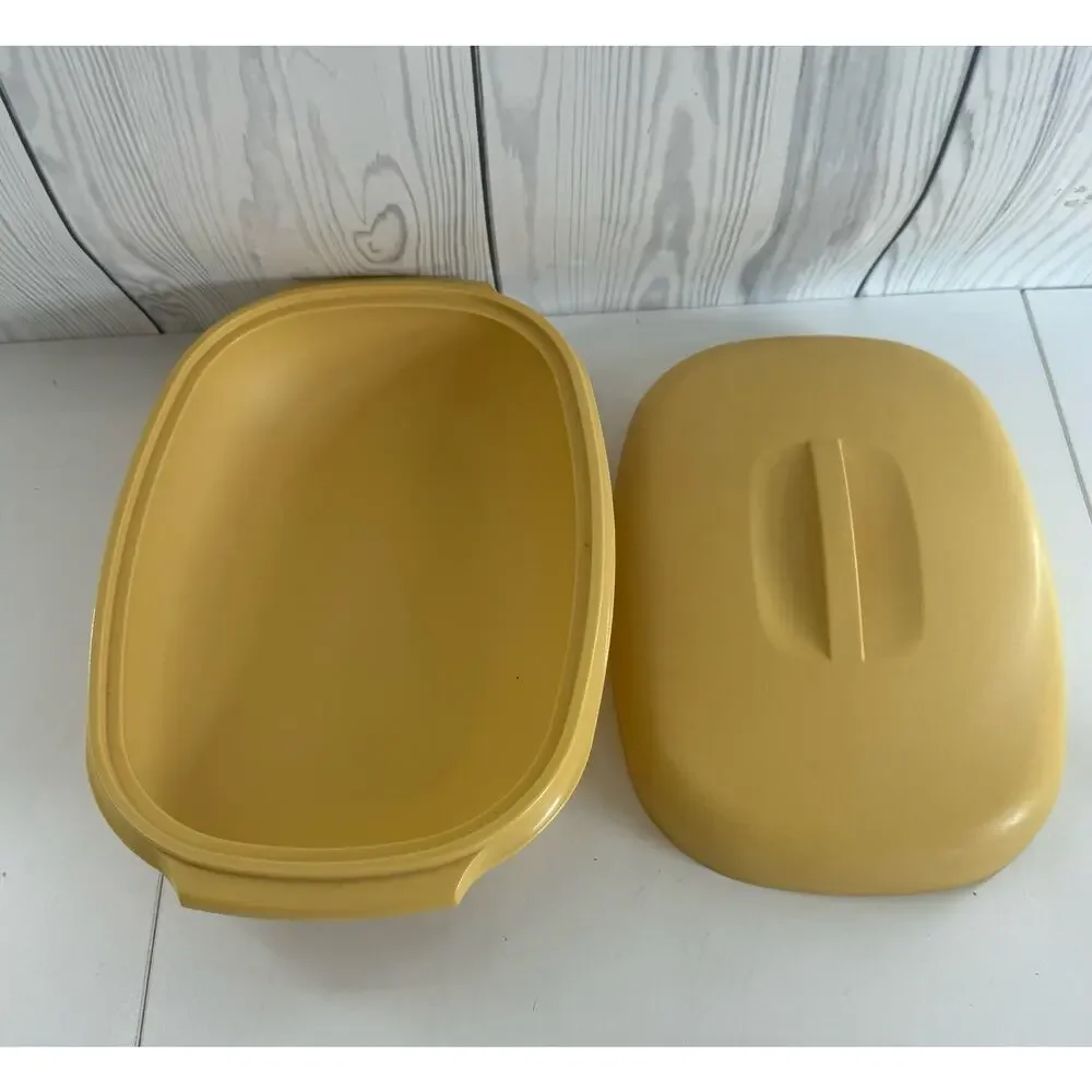 Tupperware Vintage Harvest Gold Microwave 3 Piece Rice Vegetable Steamer